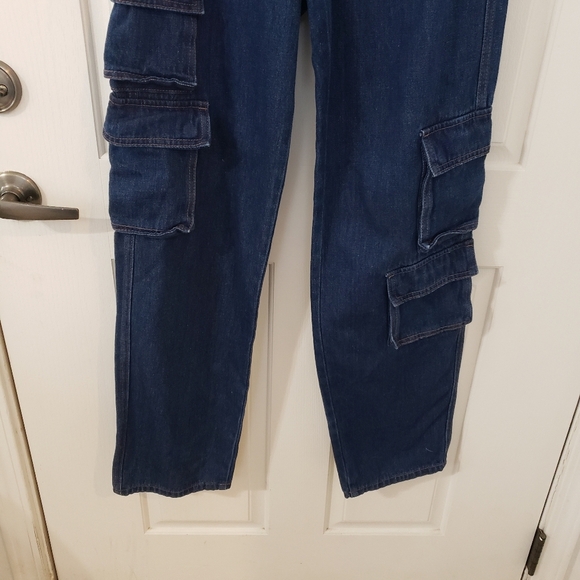 Empyre Tori Cargo Skate Jeans Loose Fit Dark Wash Embroidered Streetwear Size 0 - Picture 7 of 10
